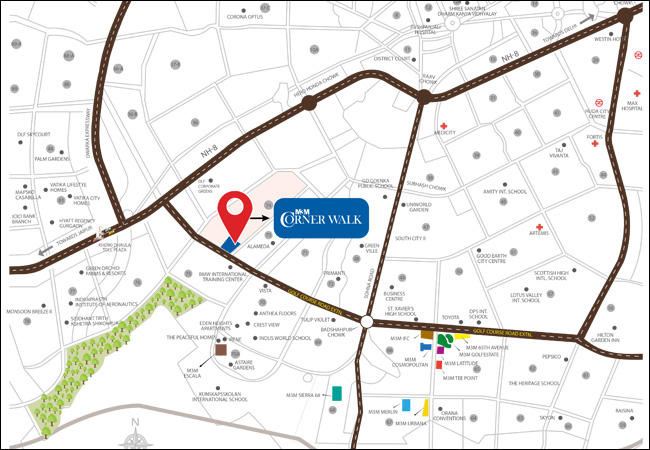 M3M Corner Walk Sector 74 Gurgaon- Location Map