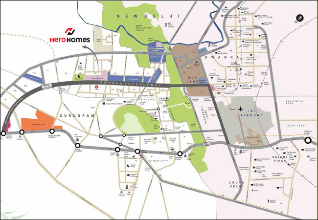 Hero Homes Sector 104 Gurgaon- Location Map